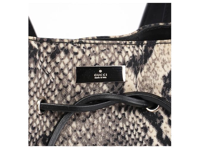 Gucci 1999 Grey Snakeskin Print Drawstring Tote Bag - Ansicht 7