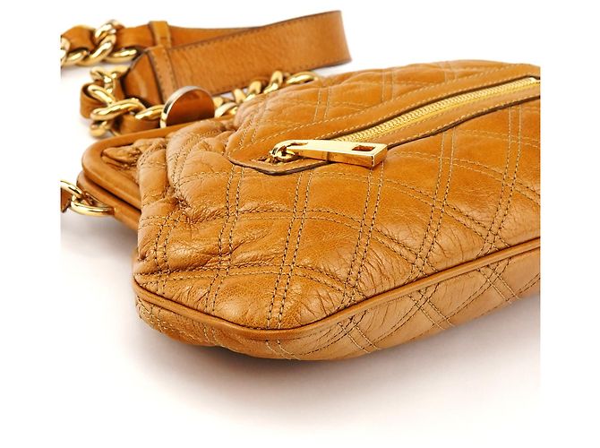 Marc Jacobs Picca borsa a tracolla Little Stam in pelle beige - vista 7