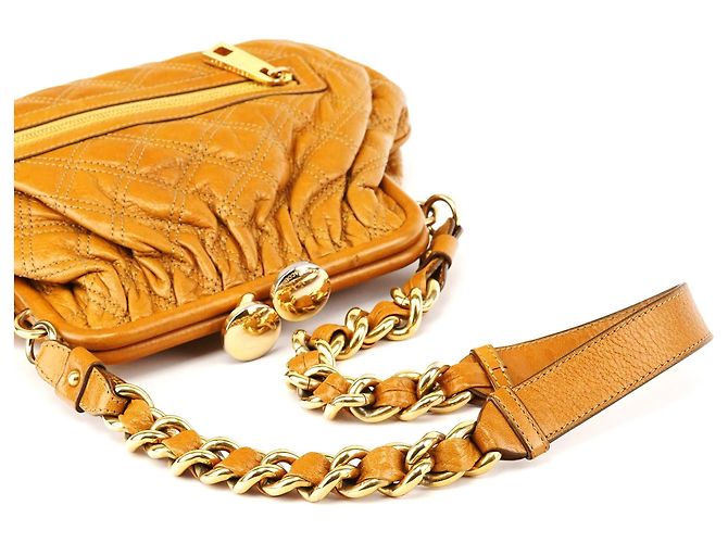 Marc Jacobs Picca borsa a tracolla Little Stam in pelle beige - vista 9
