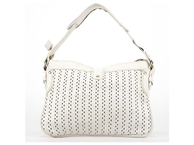 Chloé Borsa a tracolla Kerala in pelle traforata bianca - vista 3