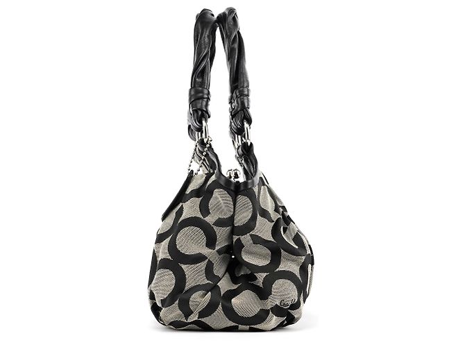 Coach 13441 Borsa Tote Signature Kiss-Lock Grey Black - vista 2