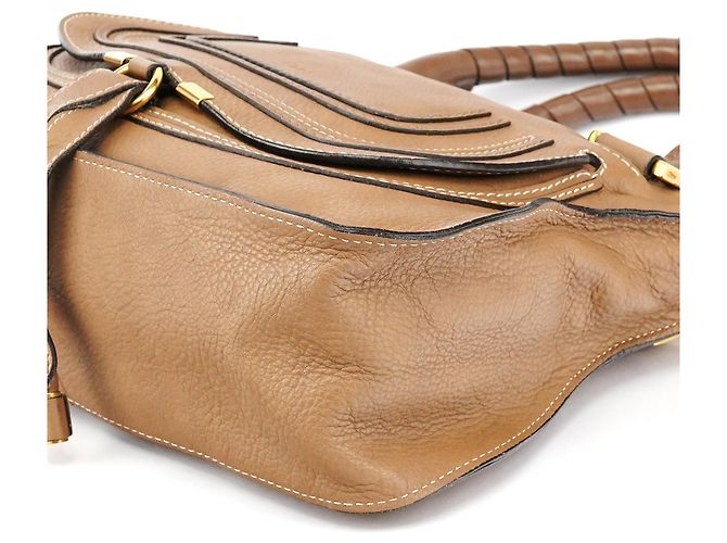 Chloé Borsa a tracolla Marcie in pelle marrone chiaro - vista 12