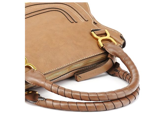 Chloé Borsa a tracolla Marcie in pelle marrone chiaro - vista 13