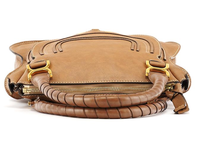 Chloé Borsa a tracolla Marcie in pelle marrone chiaro - vista 4