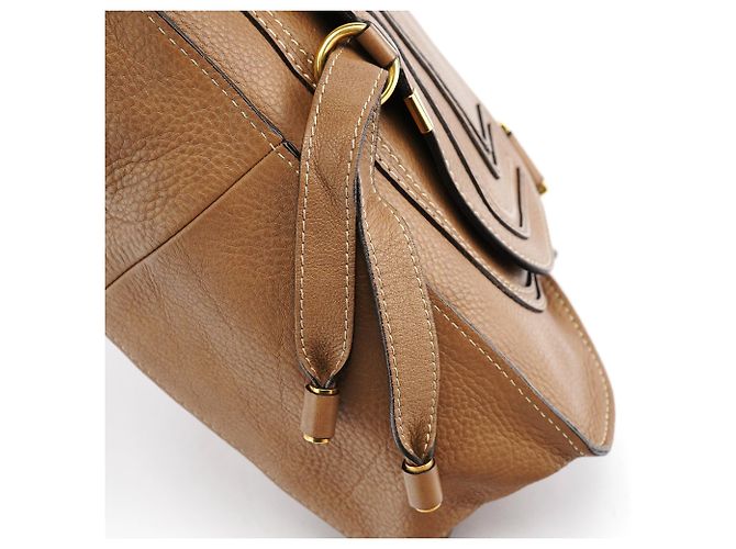 Chloé Borsa a tracolla Marcie in pelle marrone chiaro - vista 9