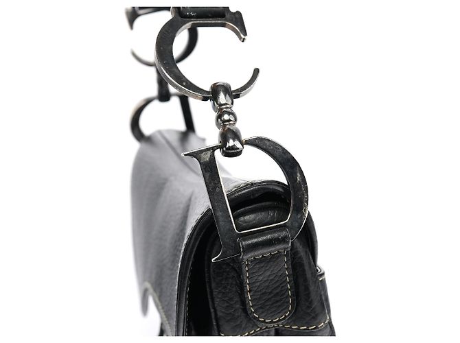 Dior Borsa a tracolla saddle in pelle nera - vista 8