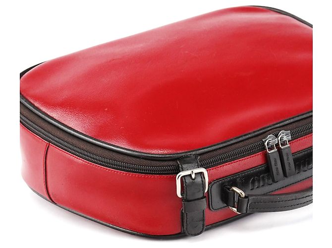 Miu Miu Borsa vanity in pelle rossa e nera - vista 11
