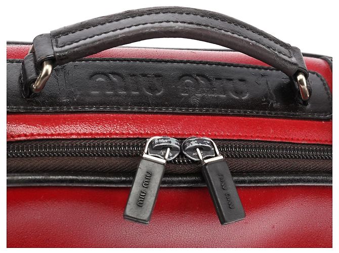 Miu Miu Borsa vanity in pelle rossa e nera - vista 6