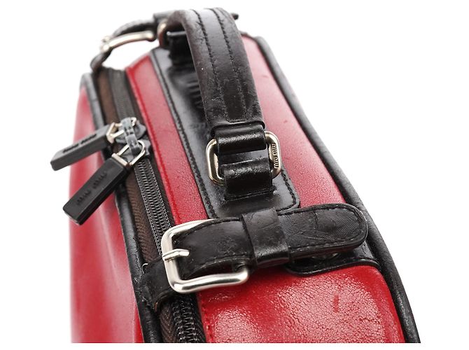 Miu Miu Borsa vanity in pelle rossa e nera - vista 8