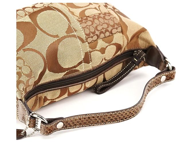 Coach Borsa Hobo Patchwork Signature Beige Brown - vista 10