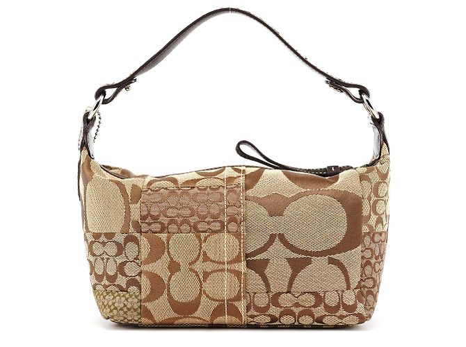 Coach Borsa Hobo Patchwork Signature Beige Brown - vista 3