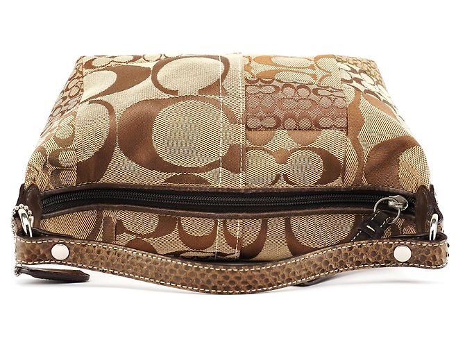 Coach Borsa Hobo Patchwork Signature Beige Brown - vista 4