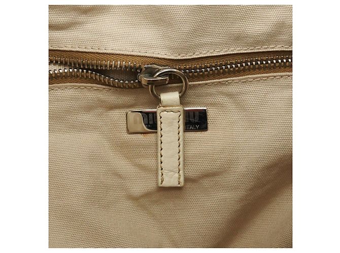 Miu Miu Borsa a tracolla in tela beige con applicazioni floreali - vista 11