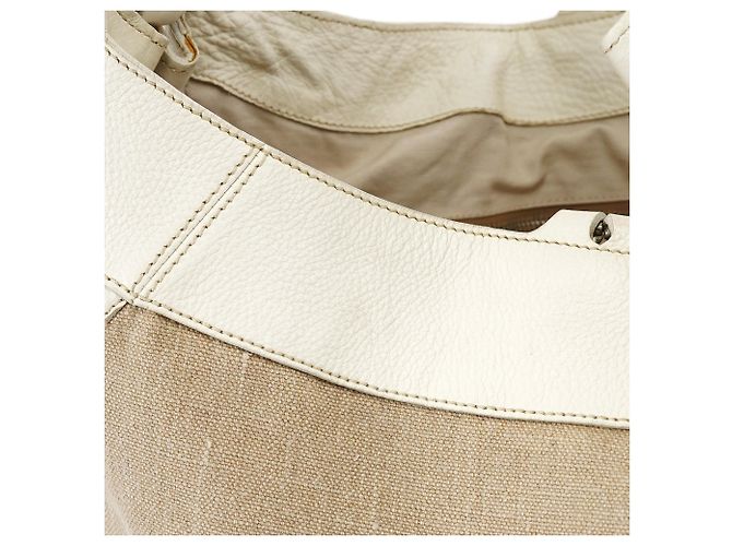 Miu Miu Borsa a tracolla in tela beige con applicazioni floreali - vista 13