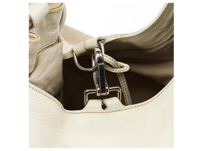 Miu Miu Borsa a tracolla in tela beige con applicazioni floreali - vista 14