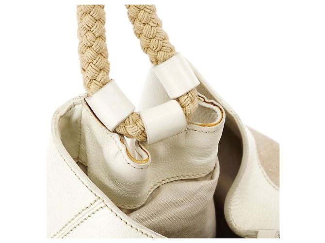 Miu Miu Borsa a tracolla in tela beige con applicazioni floreali - vista 15