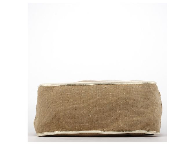Miu Miu Borsa a tracolla in tela beige con applicazioni floreali - vista 4