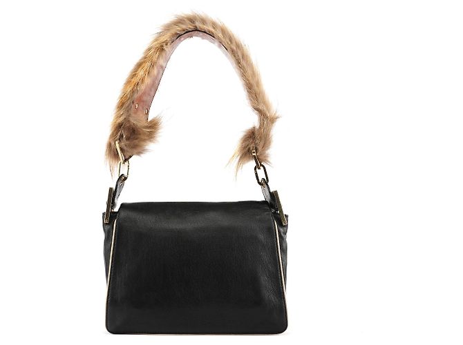 Chloé Black Calfskin Fur Python Handle Shoulder Bag - view 3