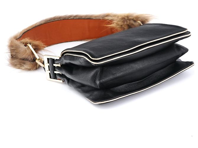 Chloé Black Calfskin Fur Python Handle Shoulder Bag - view 7