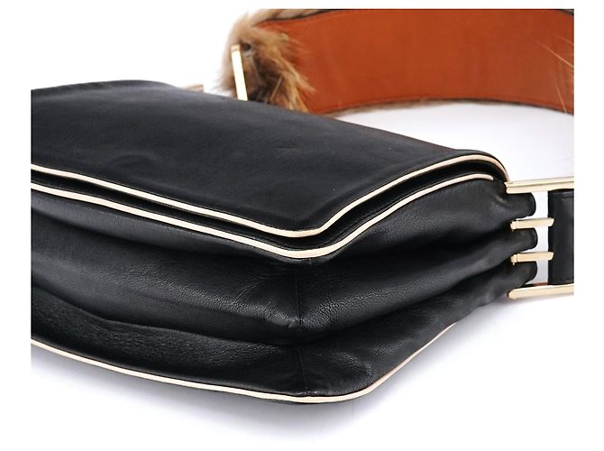 Chloé Black Calfskin Fur Python Handle Shoulder Bag - view 8