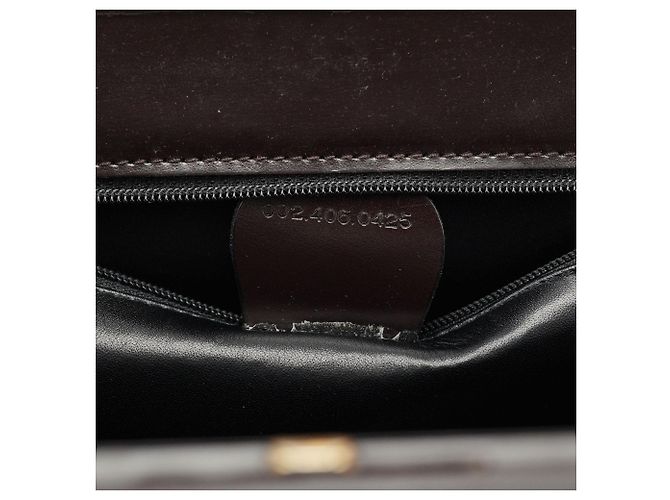 Gucci Borsa Tote in pelle e pony hair marrone scuro - vista 11