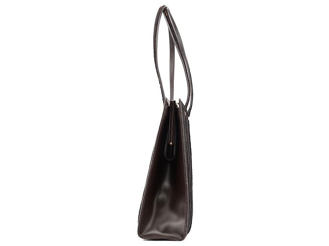 Gucci Borsa Tote in pelle e pony hair marrone scuro - vista 2