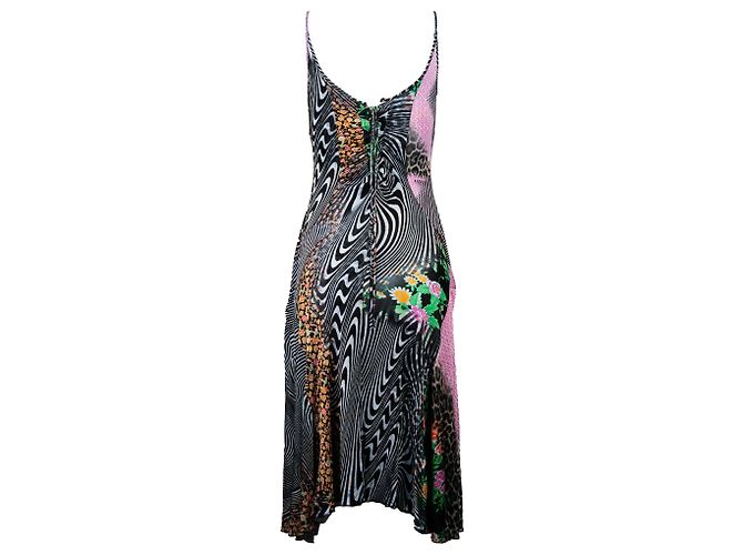 Roberto Cavalli Abito in mesh Cavalli Class 2000's con stampa animalier e floreale multicolore - vista 2