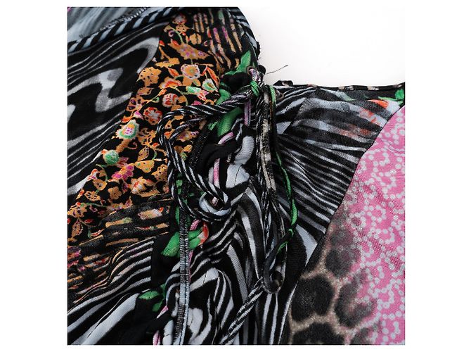 Roberto Cavalli Abito in mesh Cavalli Class 2000's con stampa animalier e floreale multicolore - vista 3