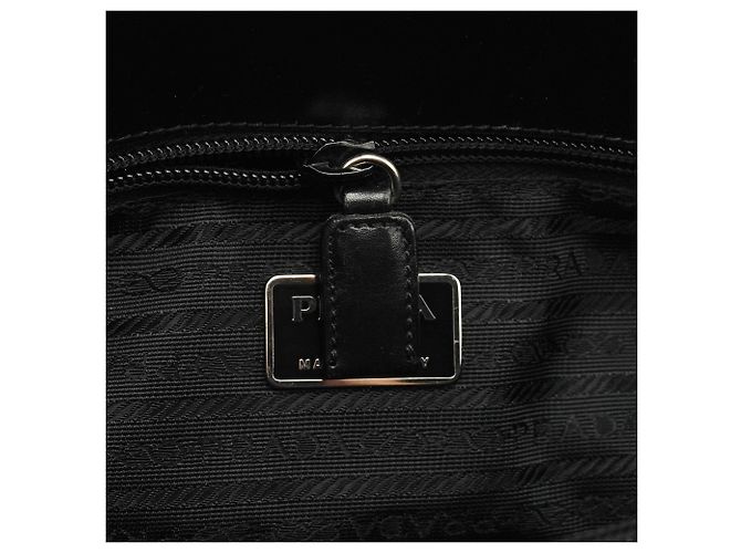 Prada Borsa Tote Padlock in lana e pelle grigio e nero Fall 1999 - vista 12