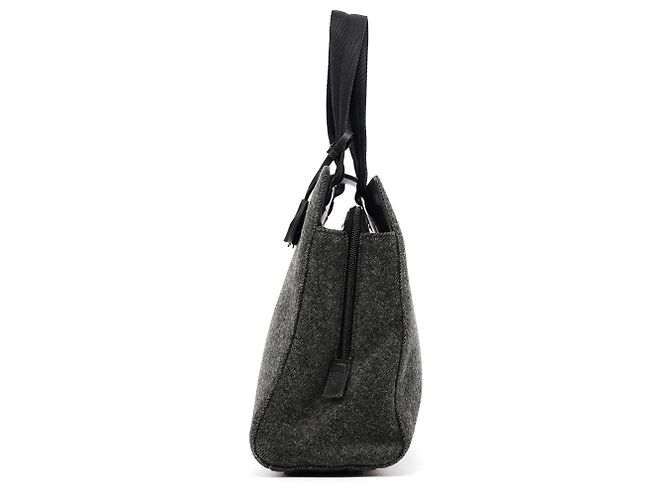 Prada Borsa Tote Padlock in lana e pelle grigio e nero Fall 1999 - vista 2
