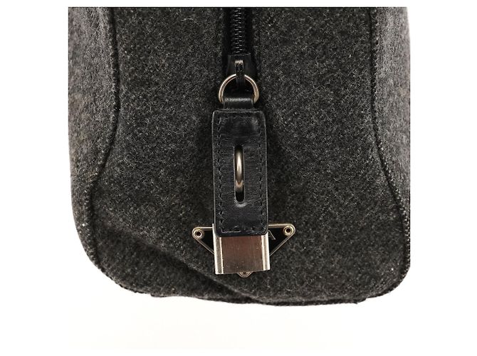Prada Borsa Tote Padlock in lana e pelle grigio e nero Fall 1999 - vista 6