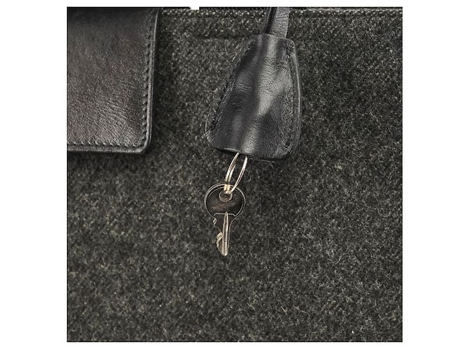 Prada Borsa Tote Padlock in lana e pelle grigio e nero Fall 1999 - vista 7