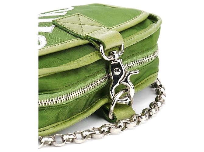 Chloé Grüne Nylon-Schultertasche mit Logo-Klappe - Ansicht 12