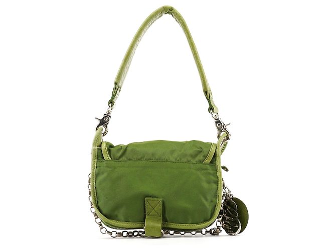 Chloé Grüne Nylon-Schultertasche mit Logo-Klappe - Ansicht 3