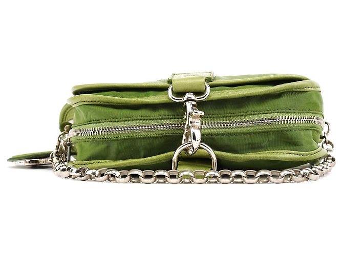 Chloé Grüne Nylon-Schultertasche mit Logo-Klappe - Ansicht 5