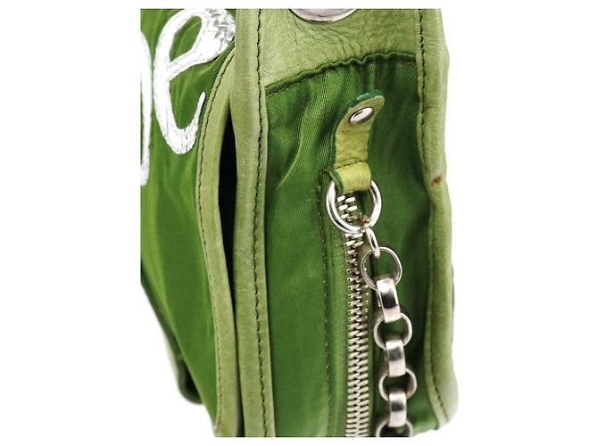 Chloé Grüne Nylon-Schultertasche mit Logo-Klappe - Ansicht 8
