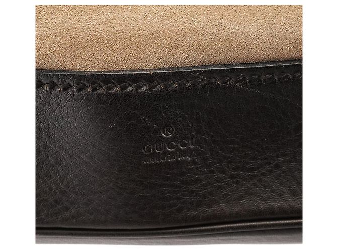 Gucci 106294 Borsa a secchiello in camoscio beige con manico in legno - vista 6