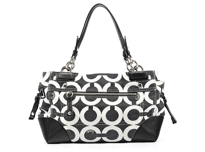 Coach 14515 Borsa Tote Peyton Op Art Signature Black White - vista 3