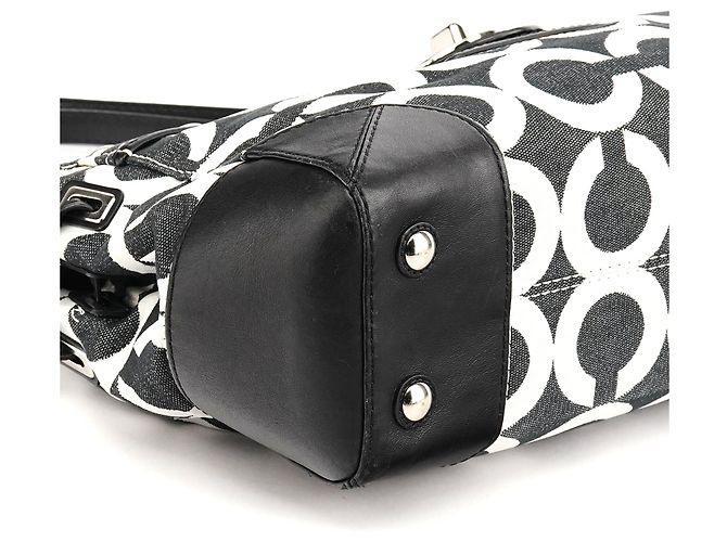 Coach 14515 Borsa Tote Peyton Op Art Signature Black White - vista 7