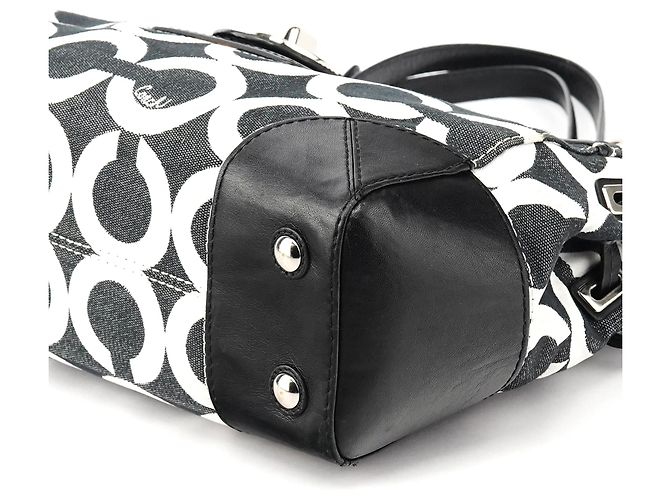 Coach 14515 Borsa Tote Peyton Op Art Signature Black White - vista 8