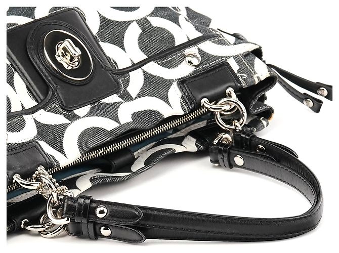 Coach 14515 Borsa Tote Peyton Op Art Signature Black White - vista 9