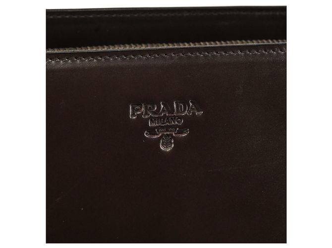 Prada Borsa Tote 1995 Brown Vitello Sport - vista 5