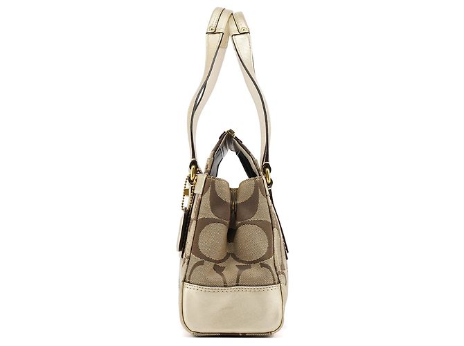 Coach F11620 Beige Signature Turnlock Tote Bag - Ansicht 2