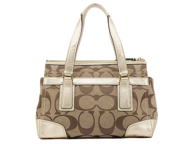 Coach F11620 Beige Signature Turnlock Tote Bag - Ansicht 3