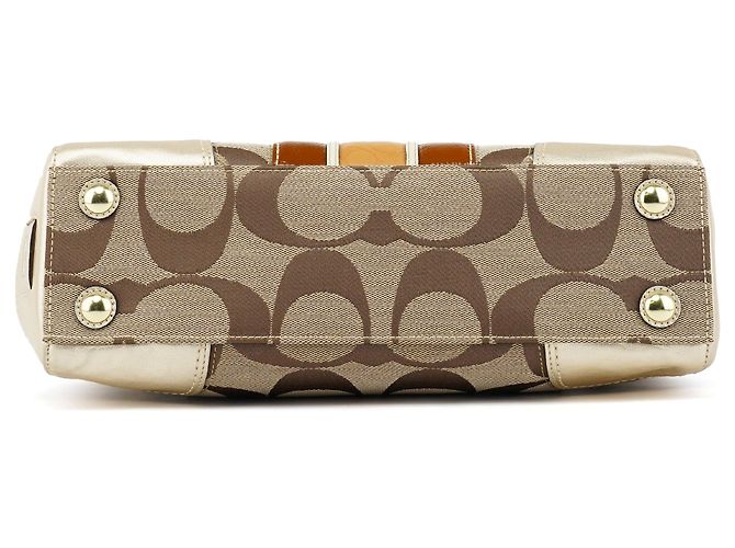 Coach F11620 Beige Signature Turnlock Tote Bag - Ansicht 5