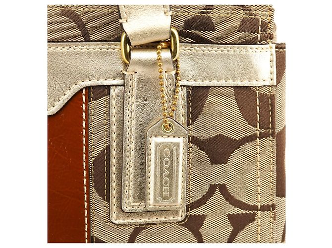 Coach F11620 Beige Signature Turnlock Tote Bag - Ansicht 7