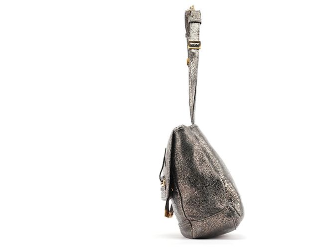 Yves Saint Laurent Borsa a tracolla Muse in pelle craquelé metallizzata - vista 2