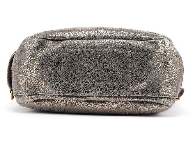Yves Saint Laurent Borsa a tracolla Muse in pelle craquelé metallizzata - vista 5