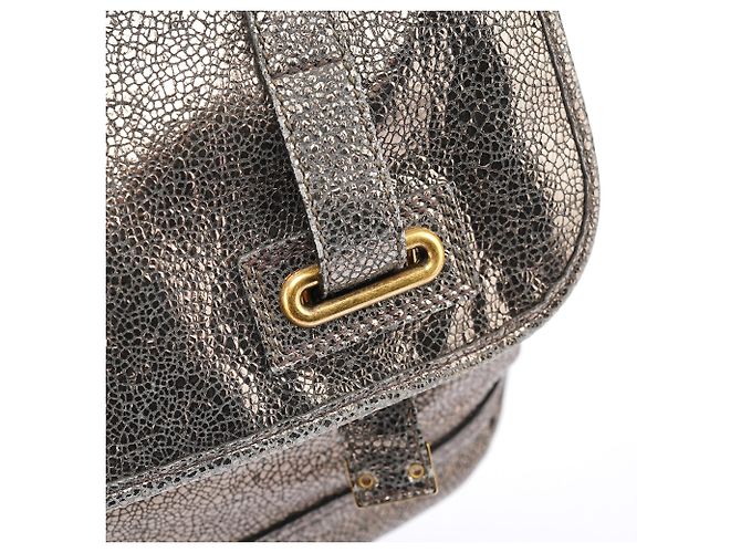 Yves Saint Laurent Borsa a tracolla Muse in pelle craquelé metallizzata - vista 7