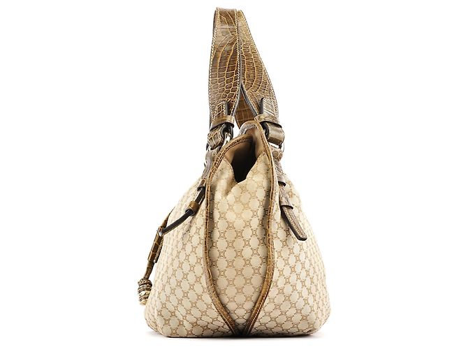 Céline Borsa a Tracolla Bittersweet Macadam Croc Beige - vista 2